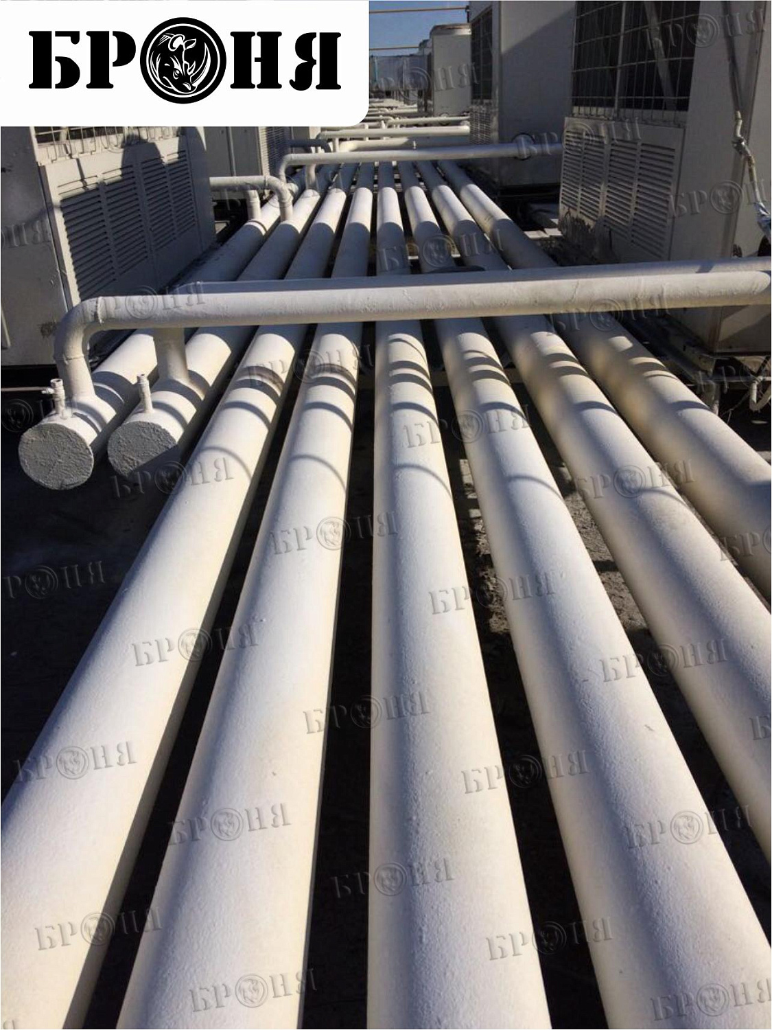 Astrakhan, chiller pipeline of the air conditioning system at the "Alimpic" shopping center