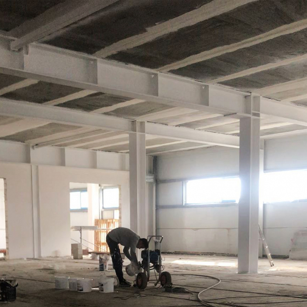 Application Bronya Fire protection, for thermal insulation of load-bearing metal structures of the shopping and entertainment center, Ulyanovsk. (photos and videos)