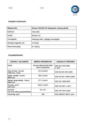 Very important! updated CE certificate for "Bronya Facade NF" and CE declaration form in English, German and Hungarian.