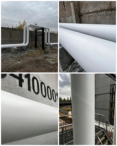 Insulation of an extended steam pipeline, heat loss measurement, and confirmation of thermal conductivity of "0.001" at the "Red October" plant, Volgograd (photo, video, thermal conductivity act)