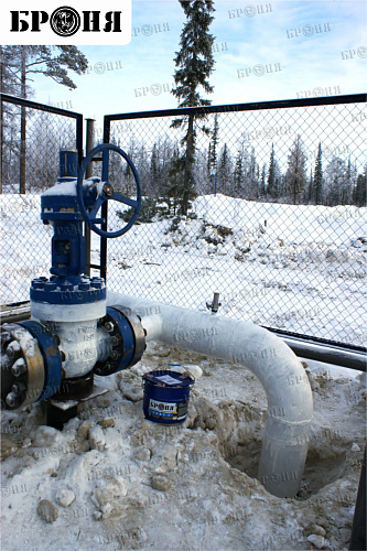 Thermal insulation Bronya with the isolation of the nodes of the oil pipeline of JSC Gazpromneft-NNG, Noyabrsk (photo)