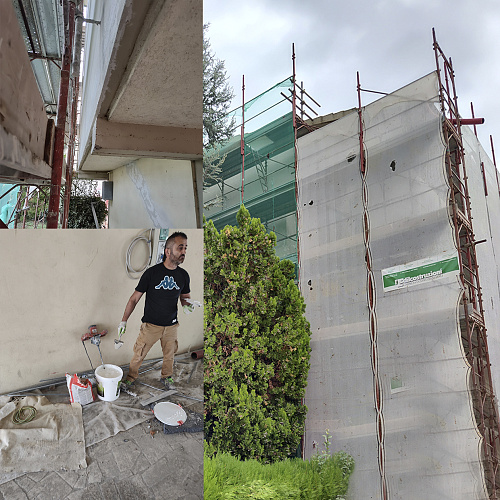 Bronya Façade NF at heat insulation of the next large three-story townhouse in Florence, Italy (photo)