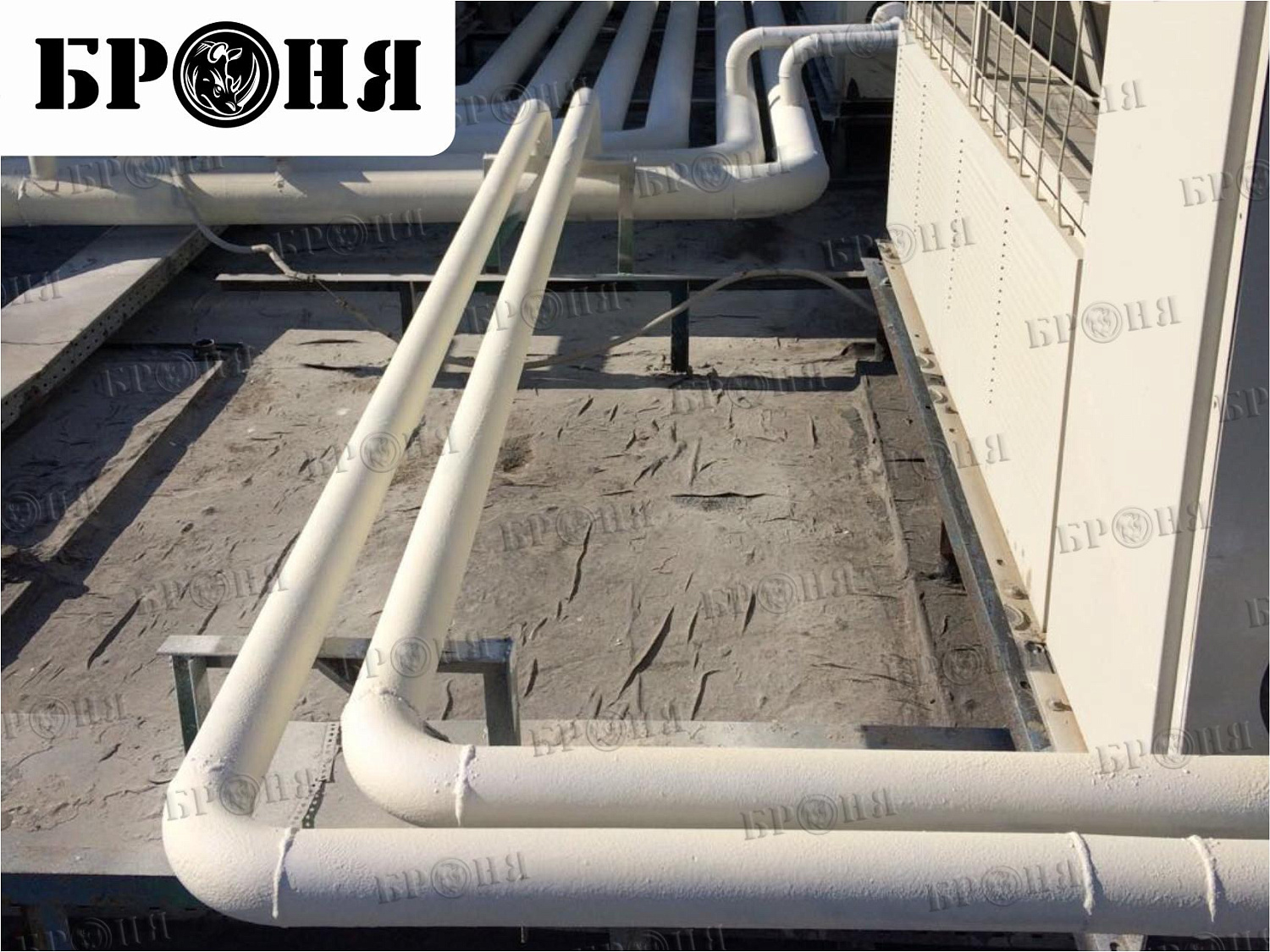 Astrakhan, chiller pipeline of the air conditioning system at the "Alimpic" shopping center